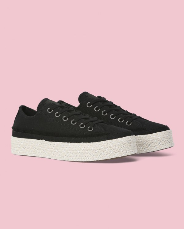 Converse Chuck Taylor All Star Espadrille Platform Sort Sko Danmark - Converse Lave Sneakers Dame -